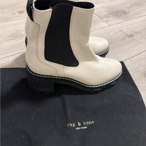Rag & Bone Cream and Black Ankle Boots sz 10 NEW
